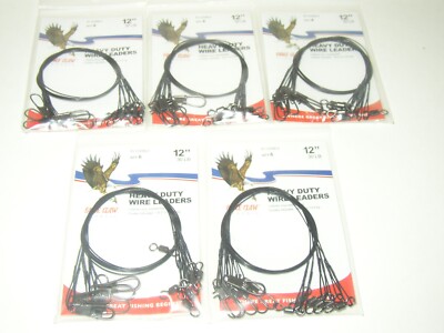 30 BLACK EAGLE CLAW 12'' WIRE LEADERS 6 TO A PACKAGE 30 LB TEST 5 PACKAGES