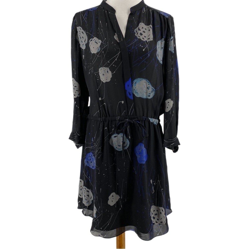 Babaton Black Patterned Button Up Long Sleeve Dre… - image 1