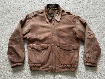 80s Eddie Bauer Leather Bomber Jacket M