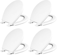 Cassel Premium Slow Close Toilet Seat, Easy Clean, Round, 4-Pack, White