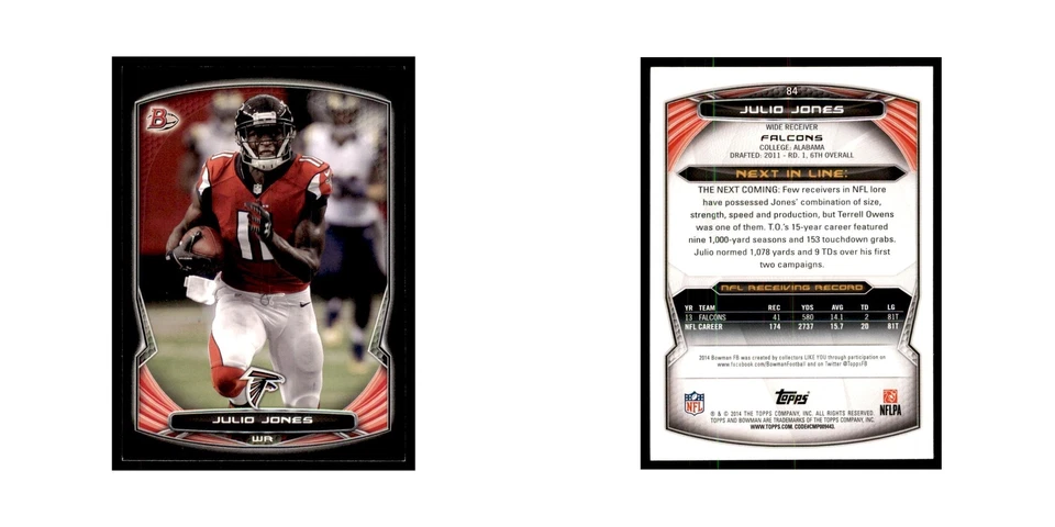 2014 Bowman Julio Jones Football Cards #84 - Image 3 of 3