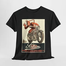 Sertum Motorcycles Italy Devil Thumbing His Nose Retro Unisex Heavy Cotton Tee