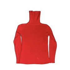 Vintage 60  s Cucumber Red Acrylic Turtleneck Sweater Made In Hong Kong Size L