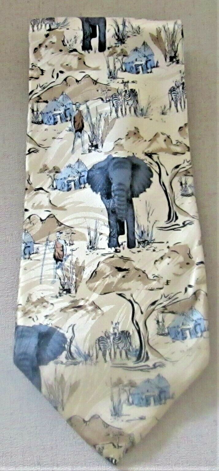 * BRICE * CORBATA DE SEDA * SABANA AFRICANA con elefantes y zebras