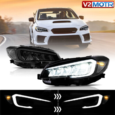 VLAND LED Reflector Headlights w/Sequential Turn Signal For 15-21 Subaru WRX STI