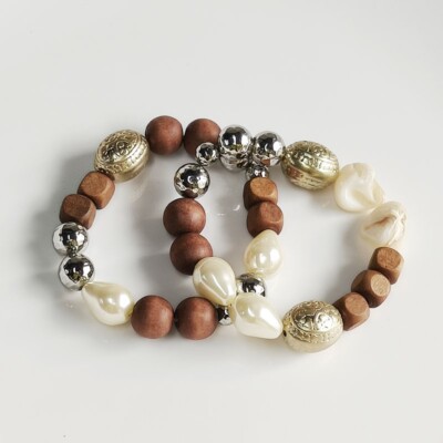 New 2pcs Chicos Beads Elastic Bracelet Gift Fashion Women Party