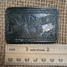 TOUGHSKINS JEANS Company Advertisement Brass Tone Vintage Belt Buckle