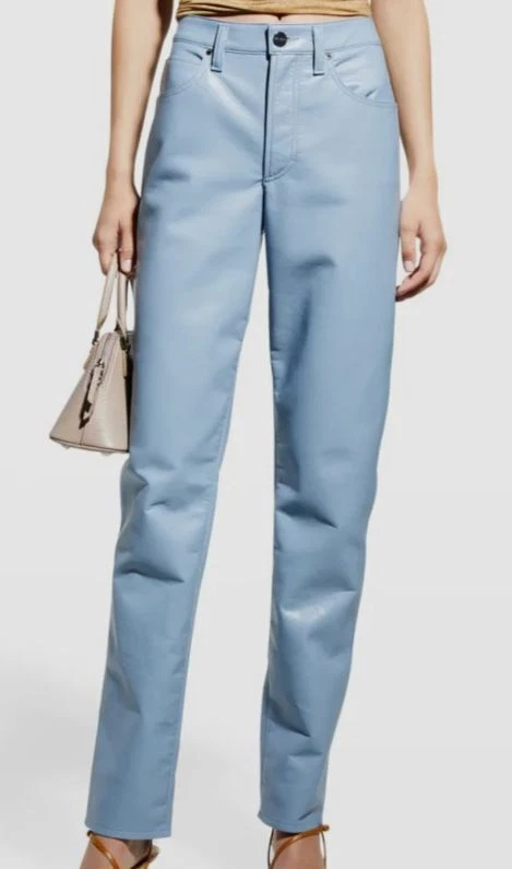 Light blue hotsell leather pants
