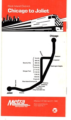 Metra Rail - Chicago nach Joliet Suburban Fahrplan - 27.04.1986