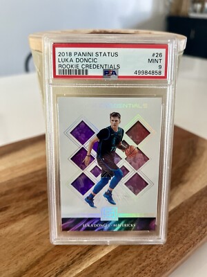 ?2018 Panini Status Luka Doncic-Rookie Credentials PSA 9-Mavs-NBA 