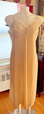 Vintage 70s Vanity Fair Full Maxi Dress Slip BEIGE/NUDE Antron III Nylon-SZ 38