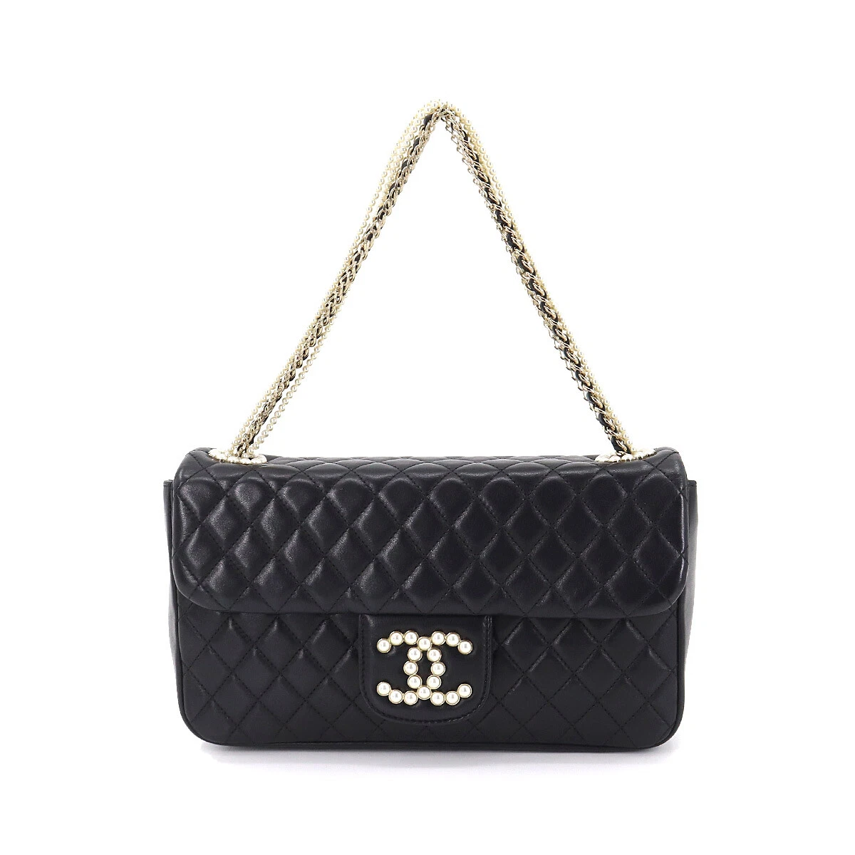 Chanel Westminster Pearl Chain Flap Bag Quilted Lambskin Medium