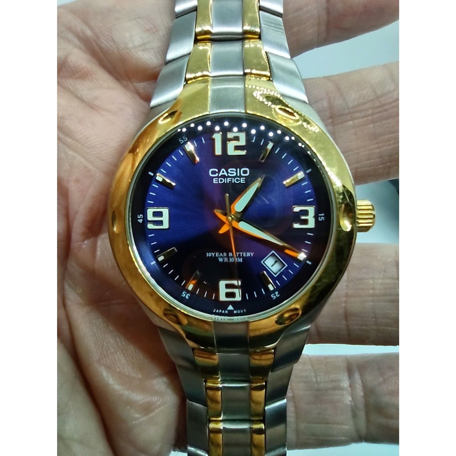 Casio Edifice Gold And Blue Face Date Watch 510-30H EF-106