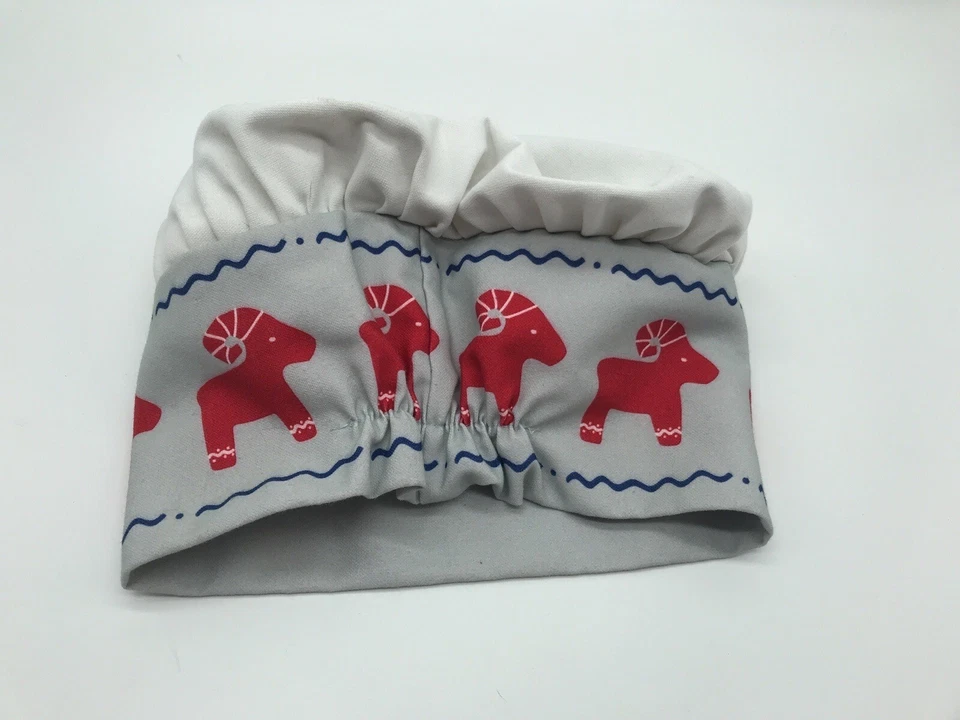 "Sombrero de chef IKEA Vinterfest panaderos rojos carneros banda trasera elástica 9""" Foto 3 de 4