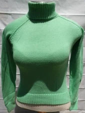 JEANNE PIERRE PETITE LADIES SZ P STRETCHABLE GREEN COTTON KNIT TOP TJ370
