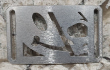 GRIP6 BELT BUCKLE - SMILEY FACE VS. SKULL - RAW ALUMINIUM - 1.5 INCH WIDE