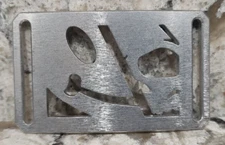 GRIP6 BELT BUCKLE - SMILEY FACE VS. SKULL - RAW ALUMINIUM - 1.5 INCH WIDE