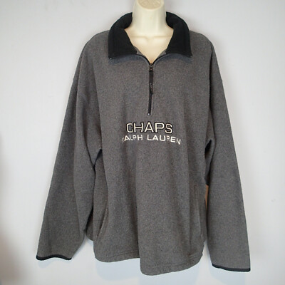 vtg Chaps Ralph Lauren Men's xxl gray Spell Out fleece Pullover 1