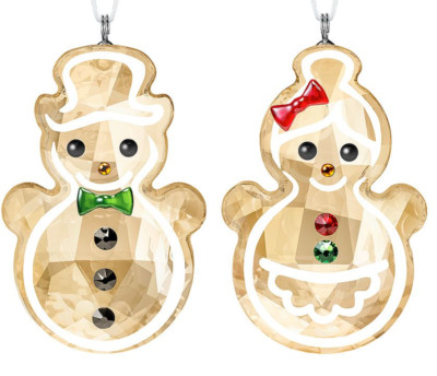 Swarovski Gingerbread Snowman Couple Ornament #5464885 New in Box