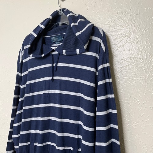 Polo Ralph Lauren Hoodie Mens 2XL Blue Striped Sailor Merchant Naval Tailors - Picture 1 of 17