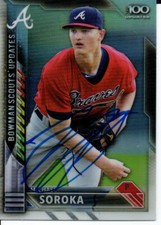 Mike Soroka Atlanta Braves 2016 Bowman Chrome Top 100 Autographed Signed Card