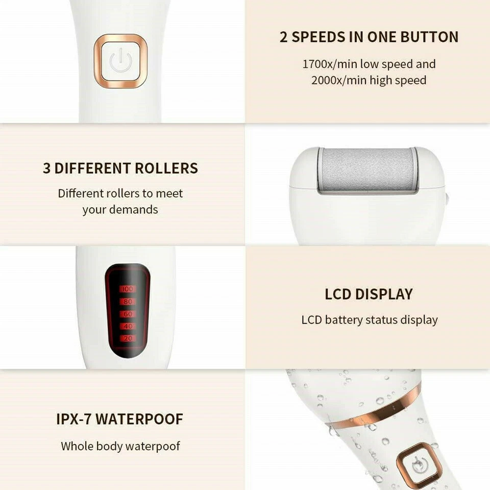 Molinillo de pies eléctrico USB máquina de archivos de pedicura piel muerta dura removedor de callos EE. UU. Foto 4 de 4