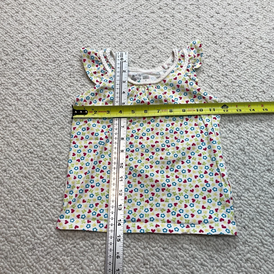 Faded Glory Shirt Girls 6 Flutter Cap Sleeve Cotton White with Colorful Hearts - Image 4 of 4