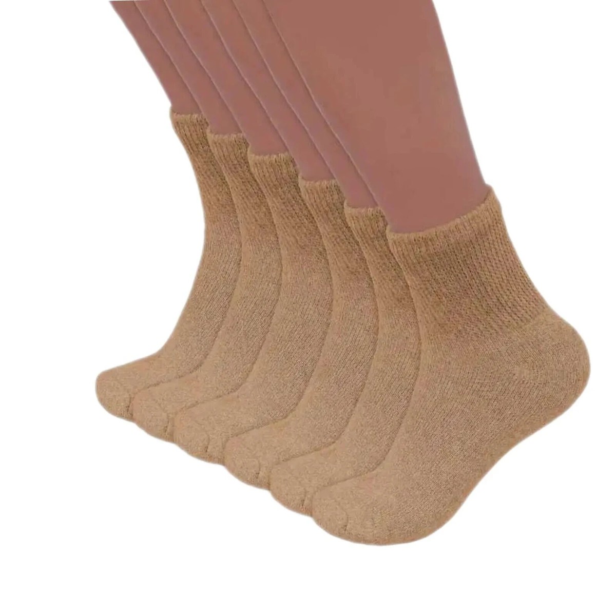 6 Pairs Men's Diabetic Ankle Socks - Cotton Circulatory Health Socks Sizes 9-15