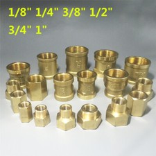 Brass Pipe Fittings Coupling 1/8" 1/4" 3/8" 1/2" 3/4" BSP Female Thread Coupler
