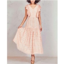 NWT Love Shack Fancy Cressida Peach Eyelet Maxi Dress 