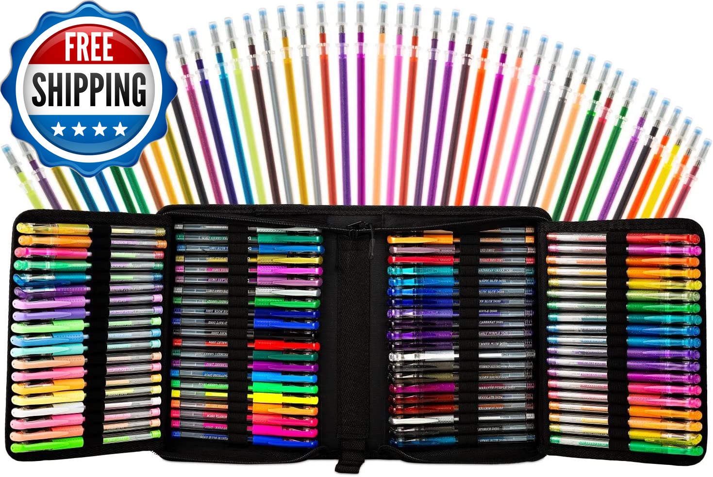 160 Color Artist Gel Pen Set Includes 36 Glitter Gel Pens, 12 Metallic, 12 Paste