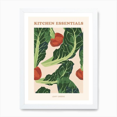 Leafy Green Vegetable Pattern Poste Framed Wall Art Poster Canvas Print Picture