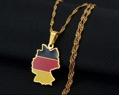 Unisex Halskette Edelstahl mit Deutscher Anhänger – Top Geschenk. Singapur Kette - Bild 1 von 4