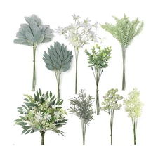 FOTEEWL 70 Pcs Artificial Greenery Stems Box Set,with 8 Kinds of Fa... Fast Ship