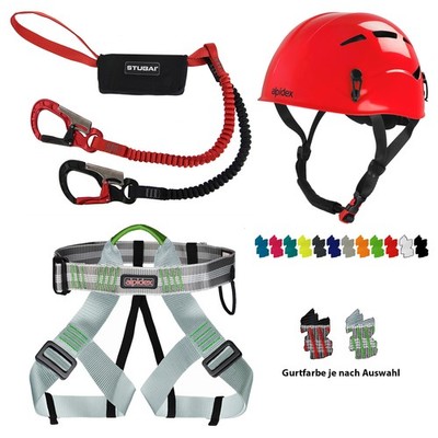 Alpidex Kletterhelm + Klettergurt + Stubai Klettersteigset BASIC 3.0