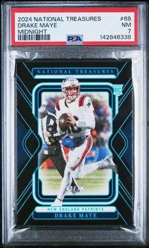 2024 PANINI NATIONAL TREASURES MIDNIGHT #68 DRAKE MAYE ROOKIE RC 18/20 PSA 7