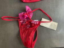 Panties NWT Vintage Rene Rofe Lingeire Thong Bikini Embroidered Floral Valentine