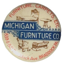 c1900s Michigan Furniture Company Braddock PA 7/8" Celluloid Lapel Stud