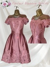 CHI CHI LONDON Size 10 BNWT Rose Pink Fit & Flare Lace Embroidered Dress Wedding