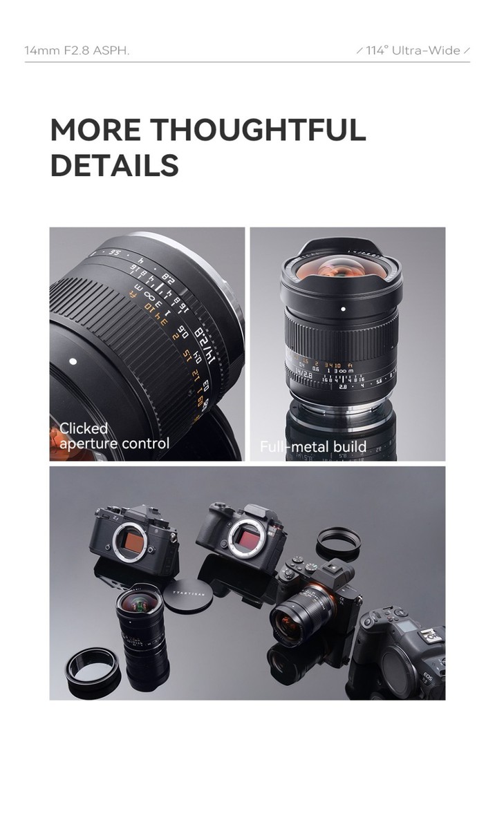TTArtisan MF 14mm F2.8 ASPH Wide Angle Lens for Sony E Full Frame