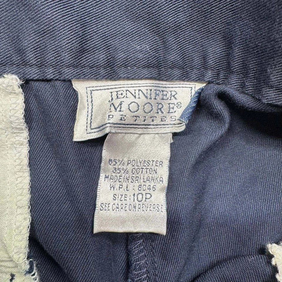 Pantalones Cortos Chinos Jennifer Moore Para Mujer 10P Azul Cintura Alta Plisados Informales Foto 2 de 4