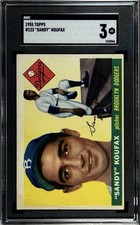 1955 TOPPS SANDY KOUFAX ROOKIE CARD (RC) #123 SGC 3. rookie card picture