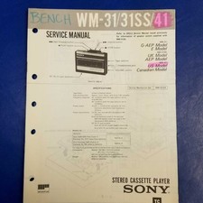 SONY WM-31 WM-31SS WM-41 Service Manual Original Paper OEM Repair Guide - USA