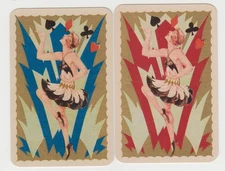 Playing Swap Cards  GENUINE 2 only single VINTAGE WIDE PIATNIK DECO DANCER LINEN