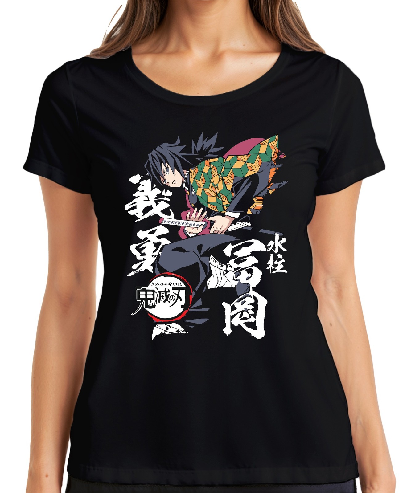 Camiseta mujer Giyu Tomioka Kimetsu no Yaiba respiración de agua espada cazador de demonios