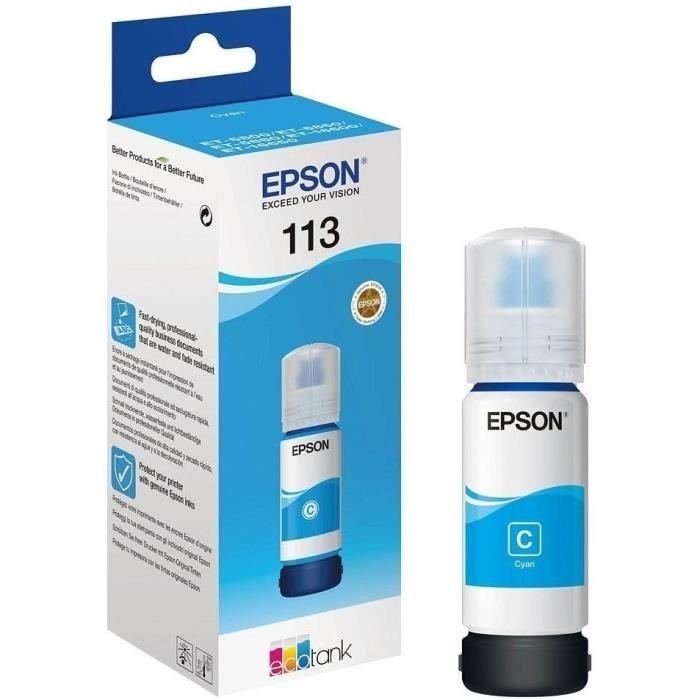 Encre cyan Epson 113 EcoTank C13T06B240 flacon d'origine pour imprimante ET-16650 et ET-5100