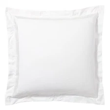 Pottery Barn Grand Embroidered Percale Euro Sham Pillow Cover White 400 TC NEW