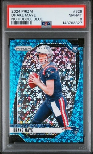 2024 PANINI PRIZM NO HUDDLE BLUE #329 DRAKE MAYE ROOKIE RC 44/99 PSA 8