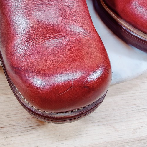 Vtg 70s Frye Campus Tall Boots Women 8.5 B Red Oxeblood Square Toe BLACK LABEL - Picture 14 of 15