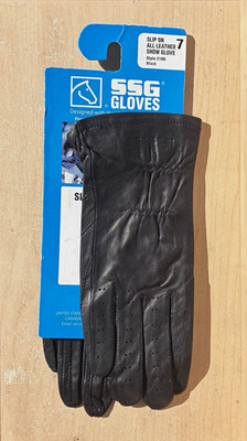 SSG Slip-On All Leather Show Gloves, Black Leather, Size 7